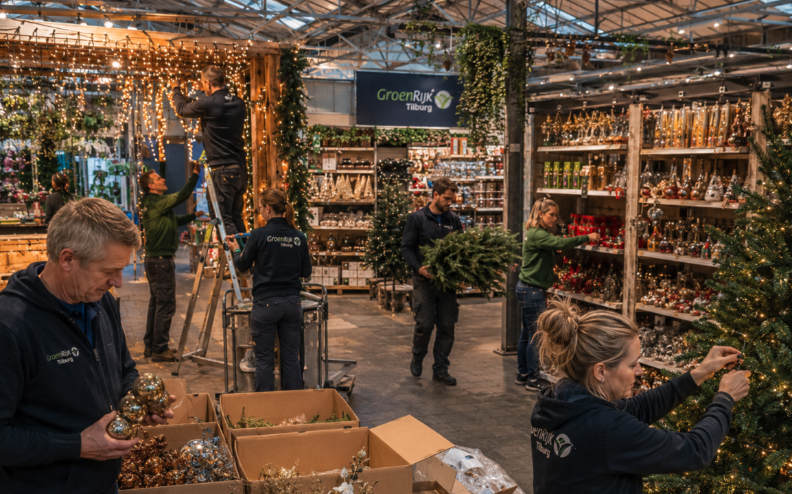 Meehelpen opbouwen kerstshow bij GroenRijk Tilburg